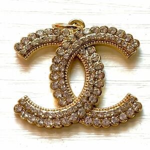 Large Gold & Clear CZ Charm